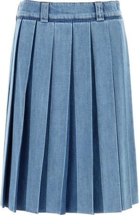 Miu Miu Light Blue Denim Pleated Skirt