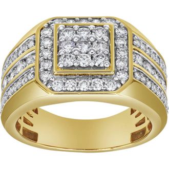 LuvMyJewelry Hexonic Deluxe 14K Yellow Gold Diamond Men Statement Ring - 1.74ct. at Nordstrom, Size 9