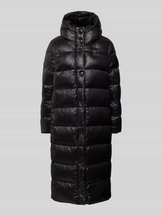 Blauer Regular Fit Steppmantel mit Kapuze in Black, Gr&ouml;&szlig;e M