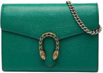 Gucci Pre-owned Cross Body Bags, female, Green, Size: ONE SIZE Pre-owned Dionysus Leather Chain Shoulder Bag