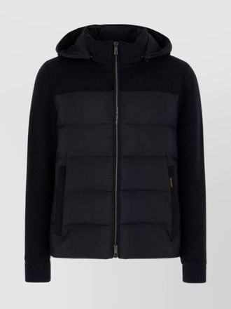 Moorer quilted coat hood ribbed cuffs side pockets