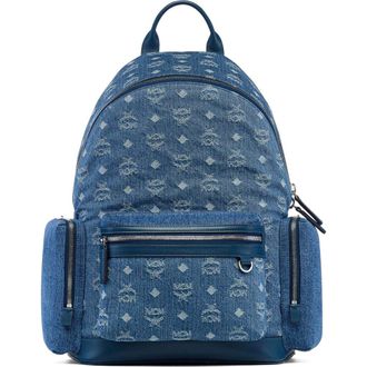 MCM Stark Backpack in Monogram Denim Jacquard in Blue at Nordstrom