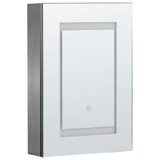 Beliani Beliani - Mueble De Ba&ntilde;o Led Con Espejo 40 X 60 Cm Almacenaje Minimalista Moderno Negro Malaspina