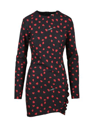 Aniye By Fitted Mini Dress With Playful Lip Print Design