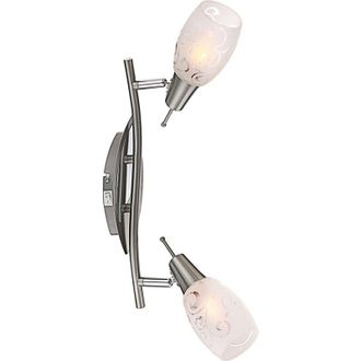 Globo Lighting Faretto doppio da soffitto con paralume in vetro opalino cromato, 2x E14
