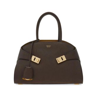 Ferragamo Handbags, female, Brown, ONE SIZE, Brown Keyring Attachment Handbag with Buckle