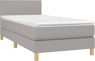 vidaXL Cama Box Spring Colch&oacute;n Y Luces Led Tela Gris Claro 80x200 Cm Vidaxl