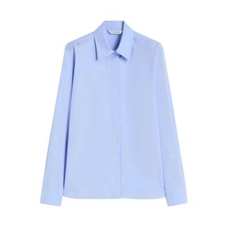 Max Mara Shirts, female, Blue, Size: L Cotton poplin shirt