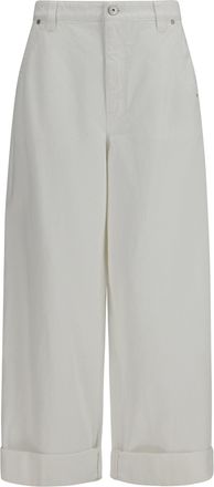 Brunello Cucinelli Womens Cotton Pants Natural Trousers