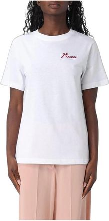 Marni T-shirt met geborduurd logo - Dames - T-shirts - Wit - S - Katoen - Tops
