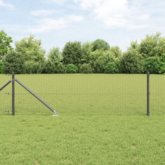 Berkfield Home Welded Wire Fence with 7 Spike Posts Grey 0.6x10 m Steel