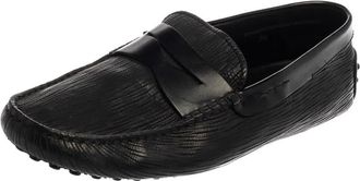 Tod's Tods Black Textured Leather Penny Loafer