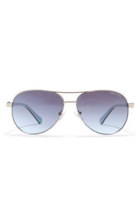 Kenneth Cole 60mm Aviator Sunglasses in Shiny Gunmetal /Gradient Blue at Nordstrom Rack