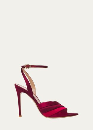 Gianvito Rossi 105mm Crepe Satin Ankle-Strap Pumps