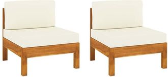 vidaXL vidaXL Divani Centrali 2 pz con Cuscini Bianco Crema Massello Acacia