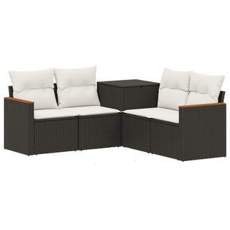 vidaXL Juego De Sof&aacute; 5 Uds. Negro Y Blanco Crema Vidaxl