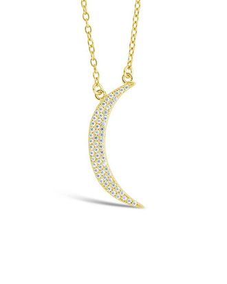 Sterling Forever 14K Over Silver Cz Moon & Star Necklace