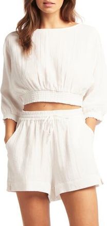 Sea Level Australia Sunset Crop Blouse in White at Nordstrom Rack, Size X-Large