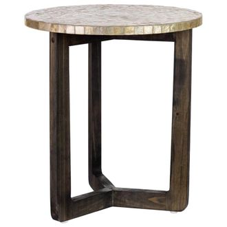 Wanderlust Deco Mesa auxiliar de madera y capiz d40 x 45h cm