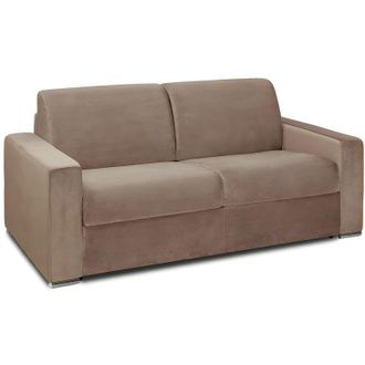 Vente-Unique Vente-unique - Divano letto 2 posti ribalta doghe larghe letto120cm materasso18cm Velluto Memory - Beige - calito