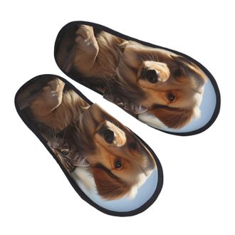 Generic Fluffy Slippers Cats And Dogs Portable Plush Slippers Warm Anti-Slide Slipper For Guest Room Hotel Travel L