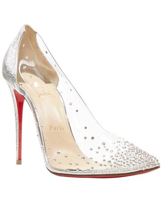 Christian Louboutin Womens Pvc Degrastrass Clear Pvc Silver Strass Bridal Pump (Authentic Pre-Loved)