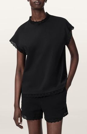 AllSaints Lele Eyelet Trip Top in Black at Nordstrom, Size X-Small
