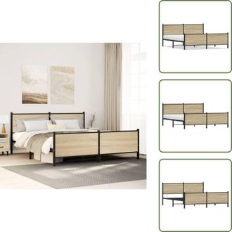 vidaXL The Living Store Giroletto senza Materaso in Metallo Rovere Sonoma 200x200 cm - Letto con testiera