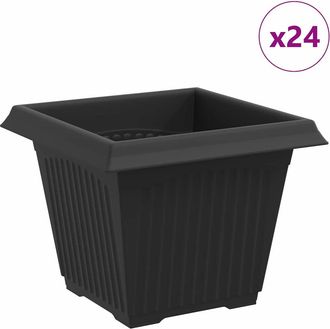 vidaXL Maceta Cuadrada Para Flores 24 Uds. Negro 33 X 33 X 26 Cm Vidaxl