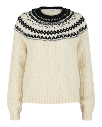 Valentino Embroidered Cable Knit Sweater