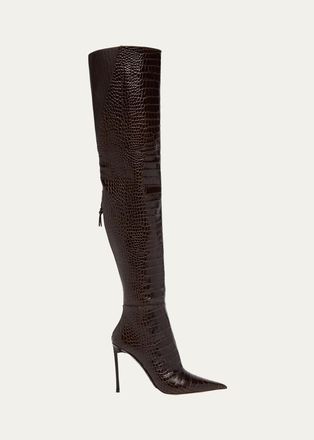 Tom Ford Vertigo 105MM Croc-Embossed Leather Boots