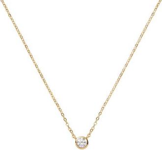 Made by Mary Poppy Cubic Zirconia Solitaire Necklace in Gold Vermeil at Nordstrom, Size 16