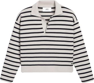 Ami striped polo jumper - unisex - Wool/Organic Cotton - S - Neutrals