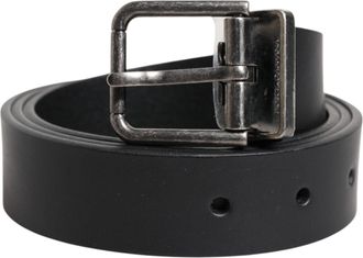 Dolce & Gabbana Black Classic Leather Metal Buckle Mens Belt