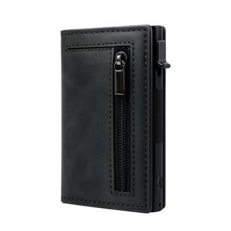Generic Mens Ultra Thin Leather Wallet with Automatic Card Ejection & Metal Money Clip - Slim Design for Easy Carry(Black)