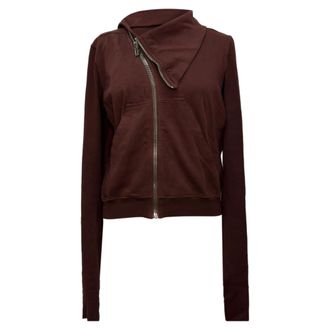 Rick Owens asymmetrische sweater met ritssluiting in bordeauxrood katoen
