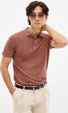 Profuomo Mens Minimalist cotton-linen Polo Shirt