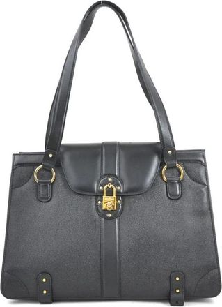 Ferragamo Pre-owned Shoulder Bags, female, Black, Size: ONE SIZE Pre-owned Elegant Top Handle Satchel Handbag with Lock Closure