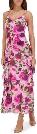 Siena My Balconia Printed Chiffon Midi Dress in Pink Multi at Nordstrom Rack, Size 14