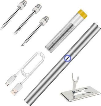 OEM Juego De Soldador Port&aacute;til Letcon, Carga Usb, Inal&aacute;mbrico, Bater&iacute;a Incorporada, Para Soldar Componentes Electr&oacute;nicos, Con 3 Cabezales De Soldadura, So