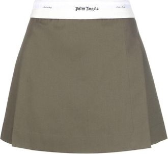 Palm Angels pleated A-line miniskirt - women - Cotton/Polyester - S - Green