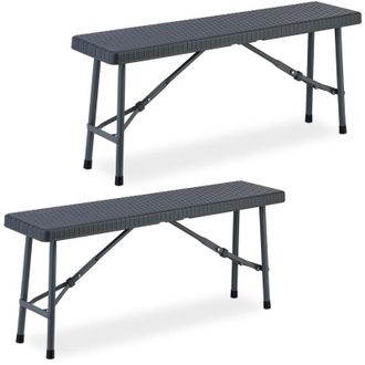 Relaxdays Relaxdays - Panca Pieghevole da Giardino, Set da 2 Panchine Richiudibili Salvaspazio, per Balcone e Giardino, Grigio