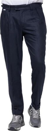 04651/ Pantalon en flanelle - Heren - Slim Fit Broeken - Blauw - S - Leer - Broeken