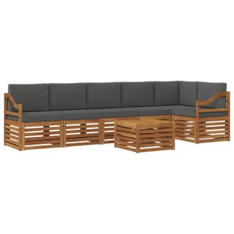vidaXL Conjunto De Sof&aacute; Seccional Con Coj&iacute;n 7 Pcs Natural Y Antracita Vidaxl