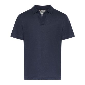 MC2 Saint Barth Polo Shirts, male, Blue, Size: 3XL Jersey Linen Polo