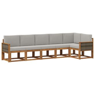 vidaXL Conjunto De Sof&aacute;s De Exterior 6 Pcs Natural Y Gris Claro Vidaxl