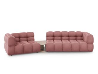 Cosmopolitan Design Sof&aacute; modular izquierdo 3 plazas de terciopelo salm&oacute;n