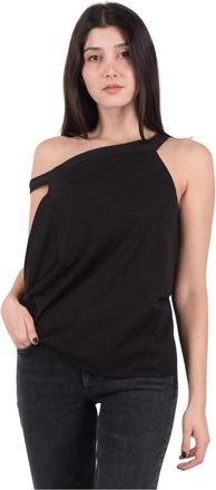 J.W.Anderson Asymmetrische Gedrapeerde Top - Dames - Tops zonder mouwen - Zwart - S - Tops