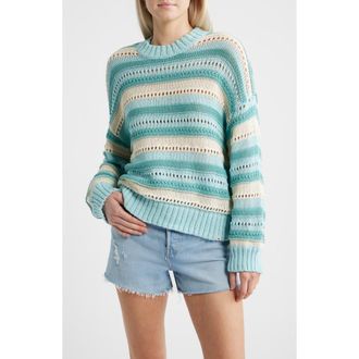 Rip Curl Neon Isles Cotton Blend Sweater in Blue/Natural at Nordstrom, Size Xx-Small