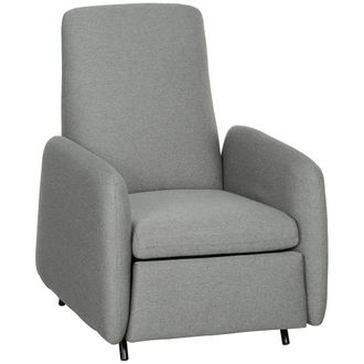 HOMCOM Push Back Recliner Chair Fabric Reclining Armchair for Bedroom Grey | TJ Hughes